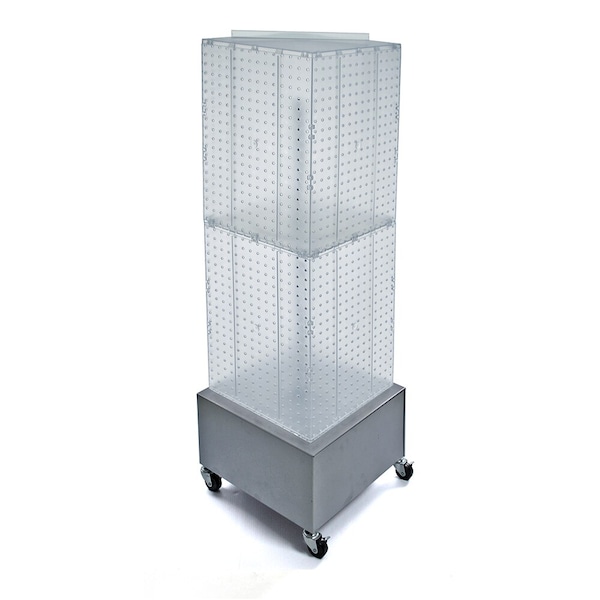 Four-Sided Pegboard Floor Wheeled base Display Panel Size:14"x40"